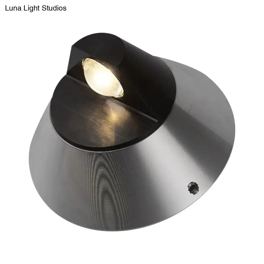 Modern black and brushed steel conical wall light – corridor sconce