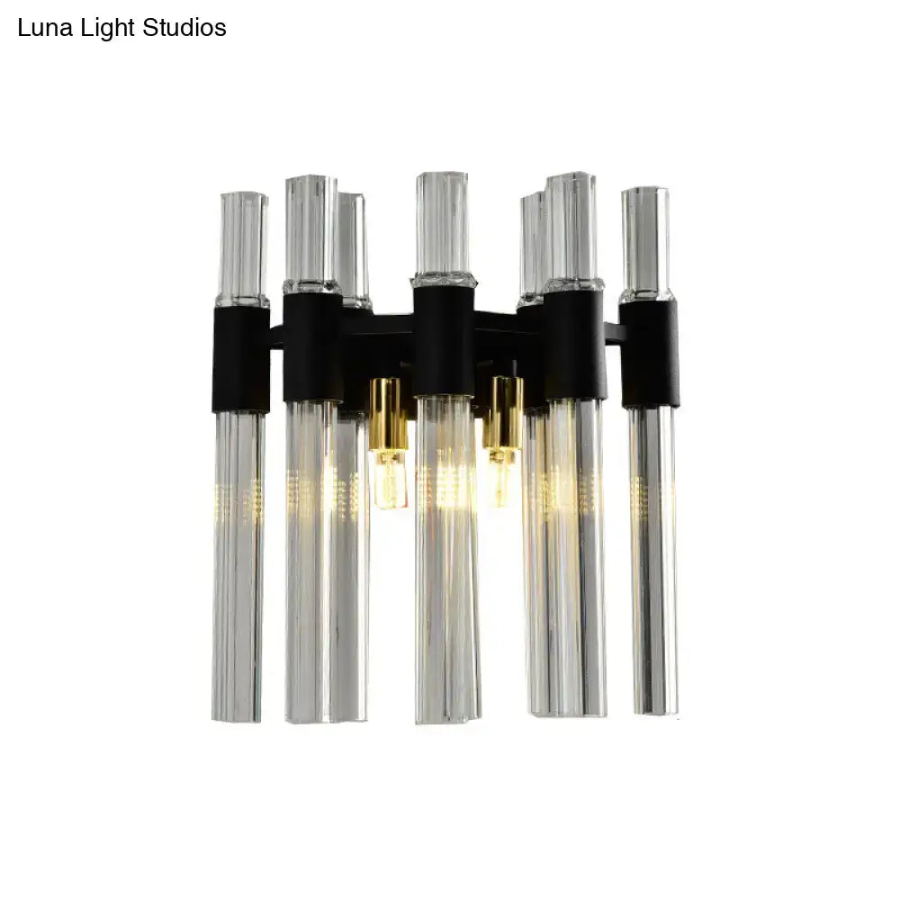 Modern black and clear glass tube wall lamp for living room