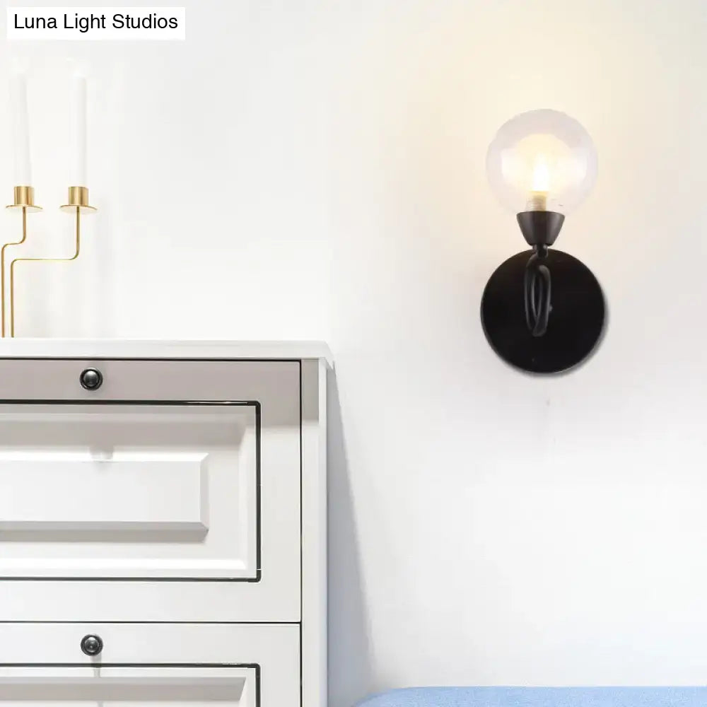 Modern black and clear glass wall lamp living room light fixture