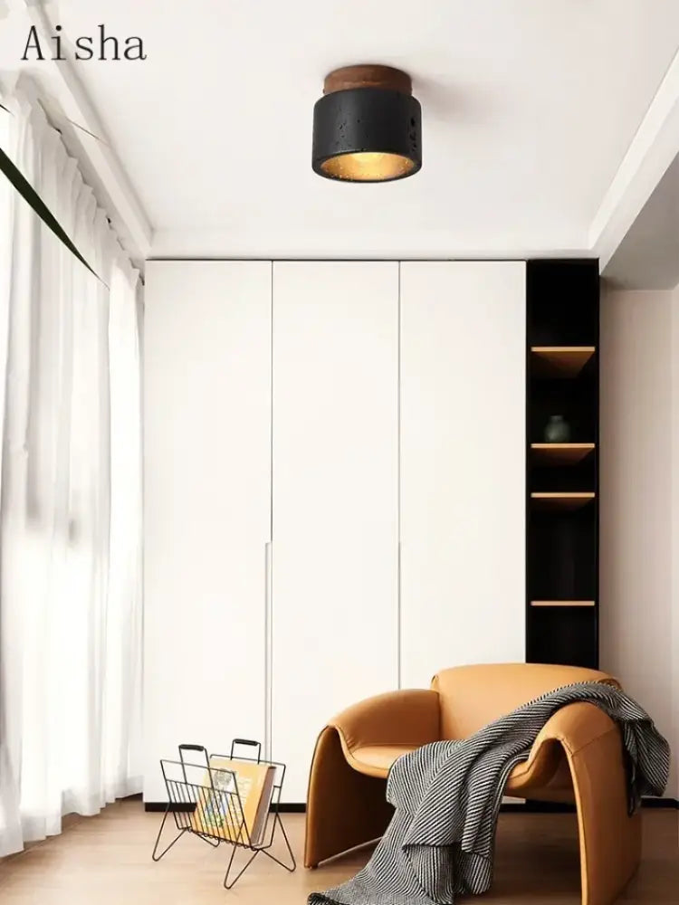Modern black and gold cave stone ceiling chandelier kitchen light