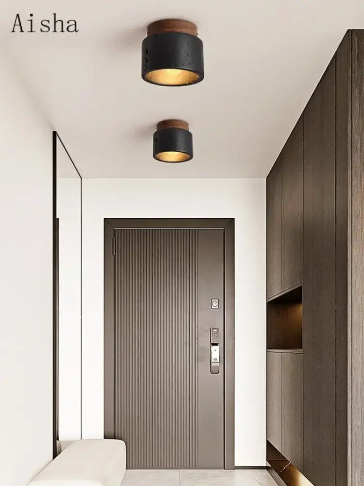 Modern black and gold cave stone ceiling chandelier kitchen light
