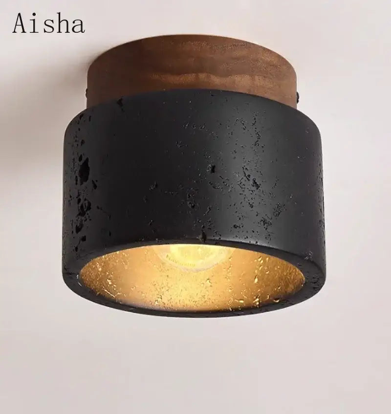 Modern black and gold cave stone ceiling chandelier kitchen light