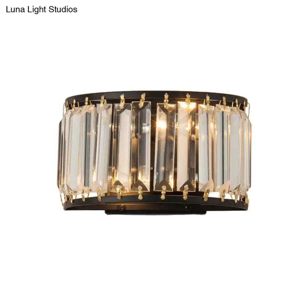 Modern black and gold crystal wall lamp – bedroom light fixture