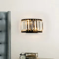 Modern black and gold crystal wall lamp – bedroom light fixture