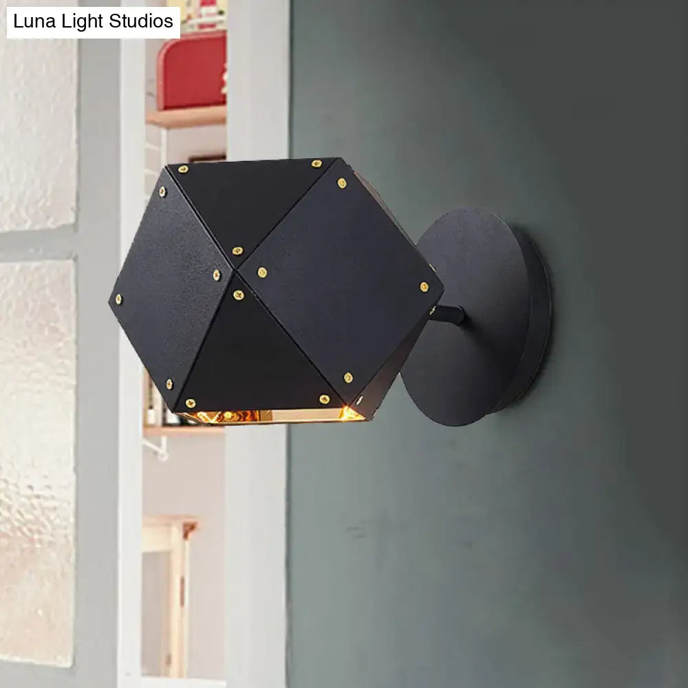 Modern black and gold geometric wall light – dining room sconce