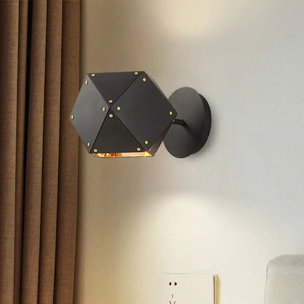 Modern black and gold geometric wall light – dining room sconce