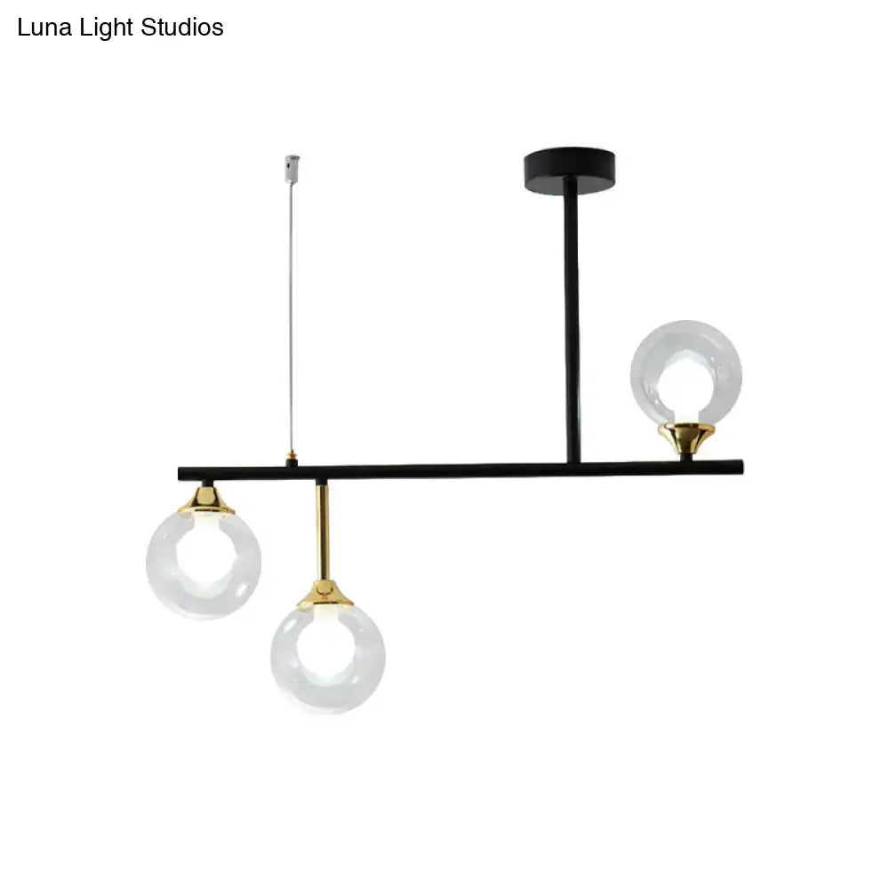 Modern black and gold glass ball island chandelier dining room light