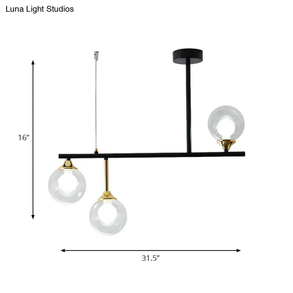 Modern black and gold glass ball island chandelier dining room light