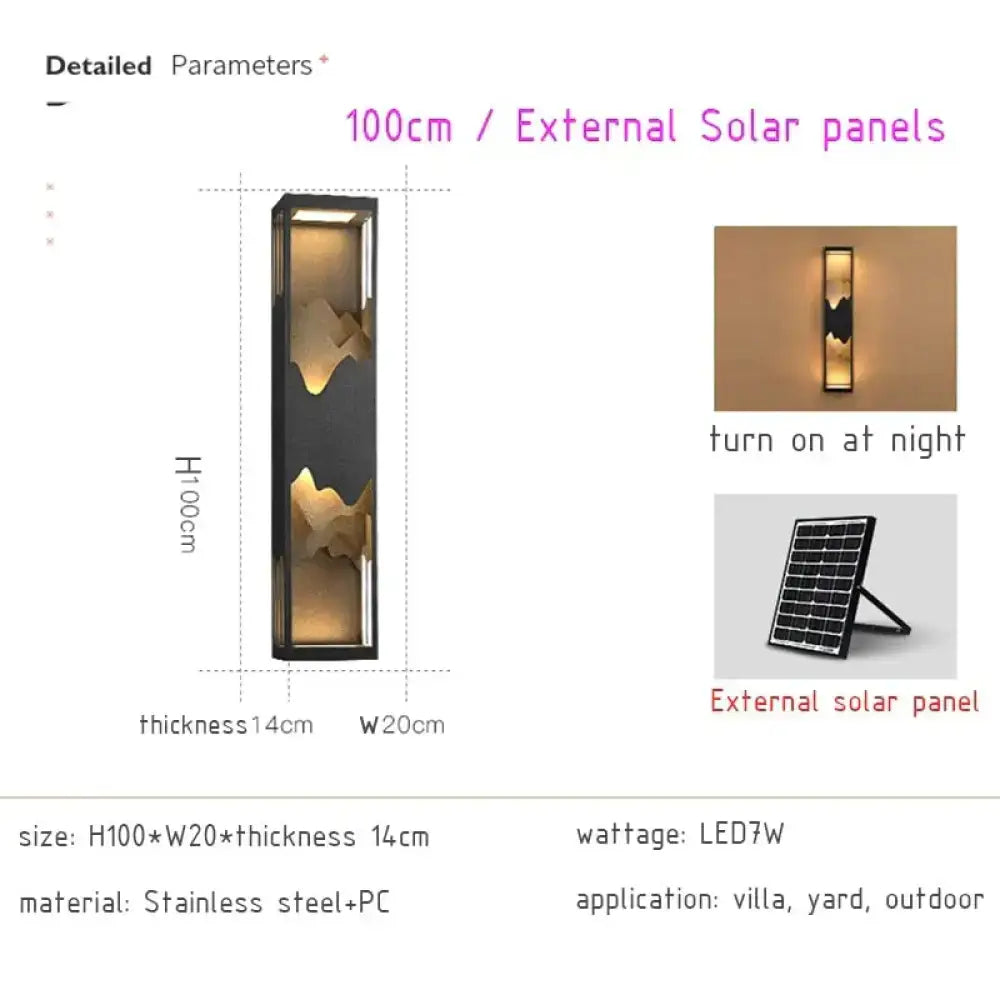 Modern black and gold mountain solar led outdoor light garden sconce