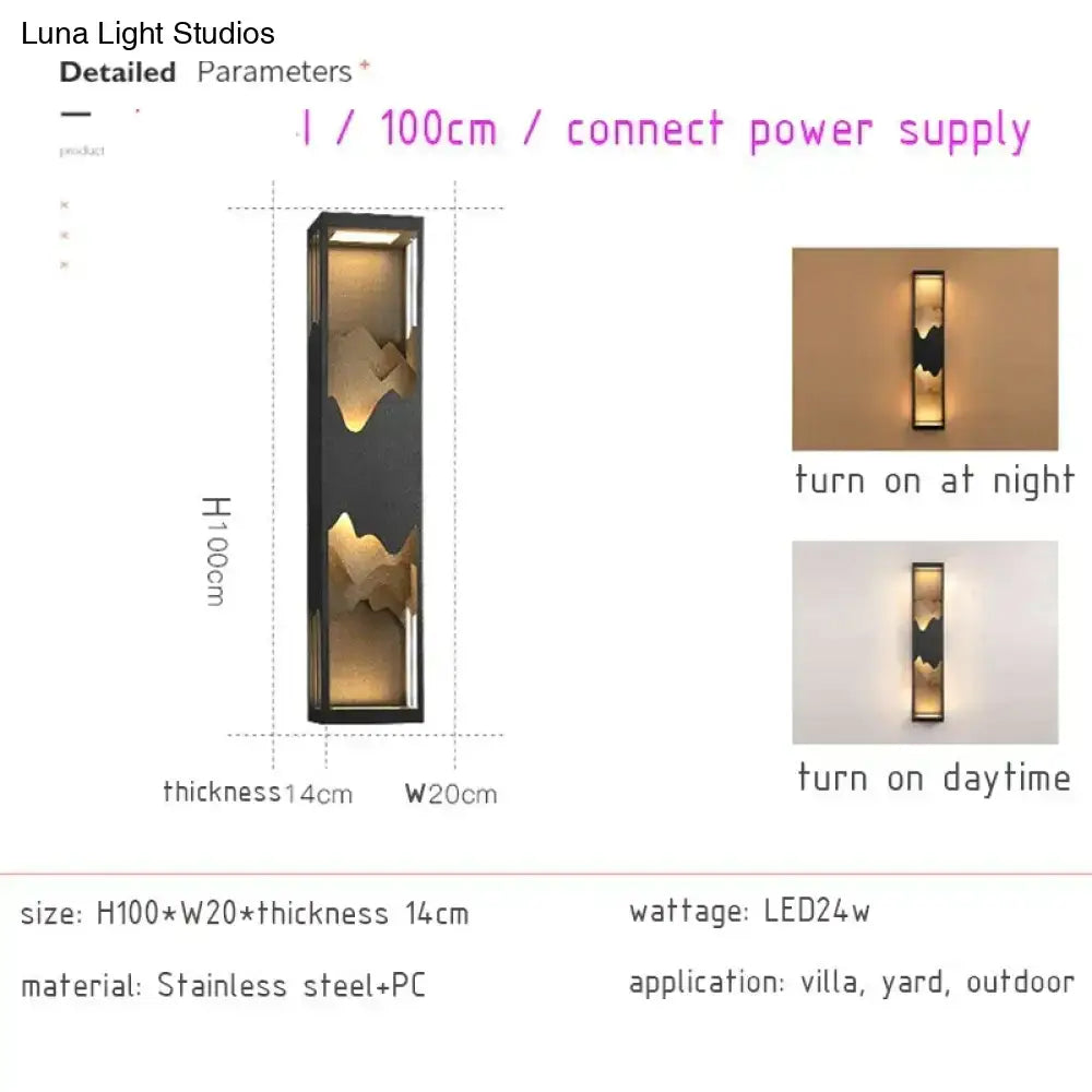 Modern black and gold mountain solar led outdoor light garden sconce
