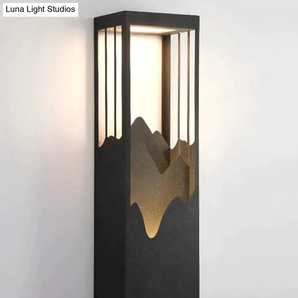 Modern black and gold mountain solar led outdoor light garden sconce