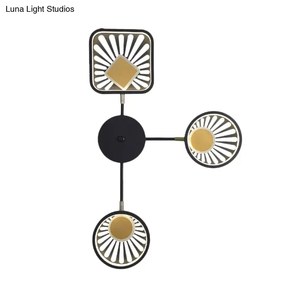 Modern black and gold sunburst led wall sconce dining room fixture