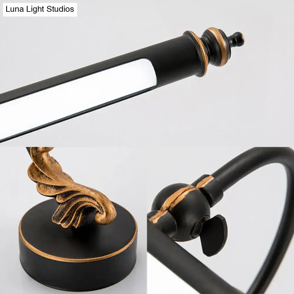 Modern black and gold tubular led wall light bathroom sconce