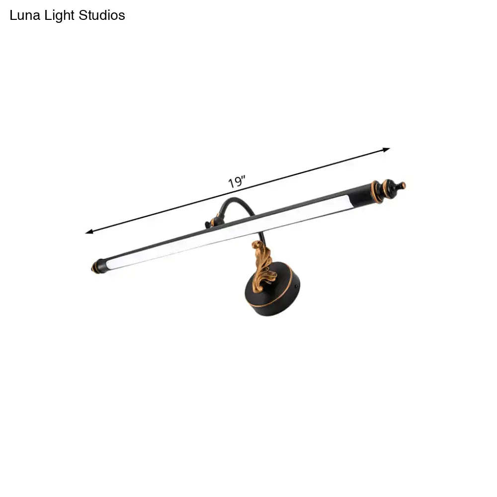 Modern black and gold tubular led wall light bathroom sconce