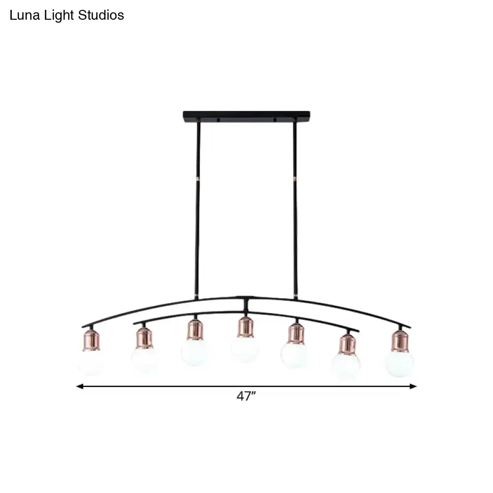 Modern black and rose gold linear chandelier dining room island light
