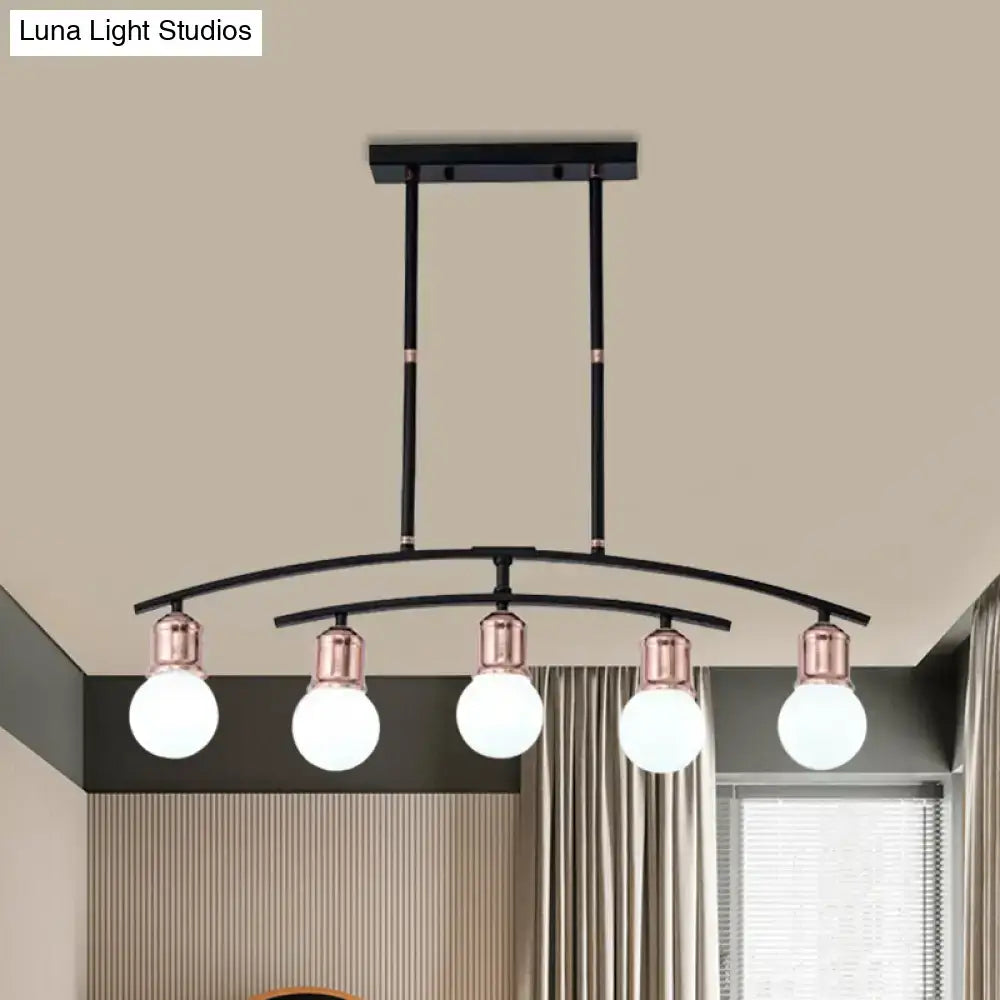Modern black and rose gold linear chandelier dining room island light