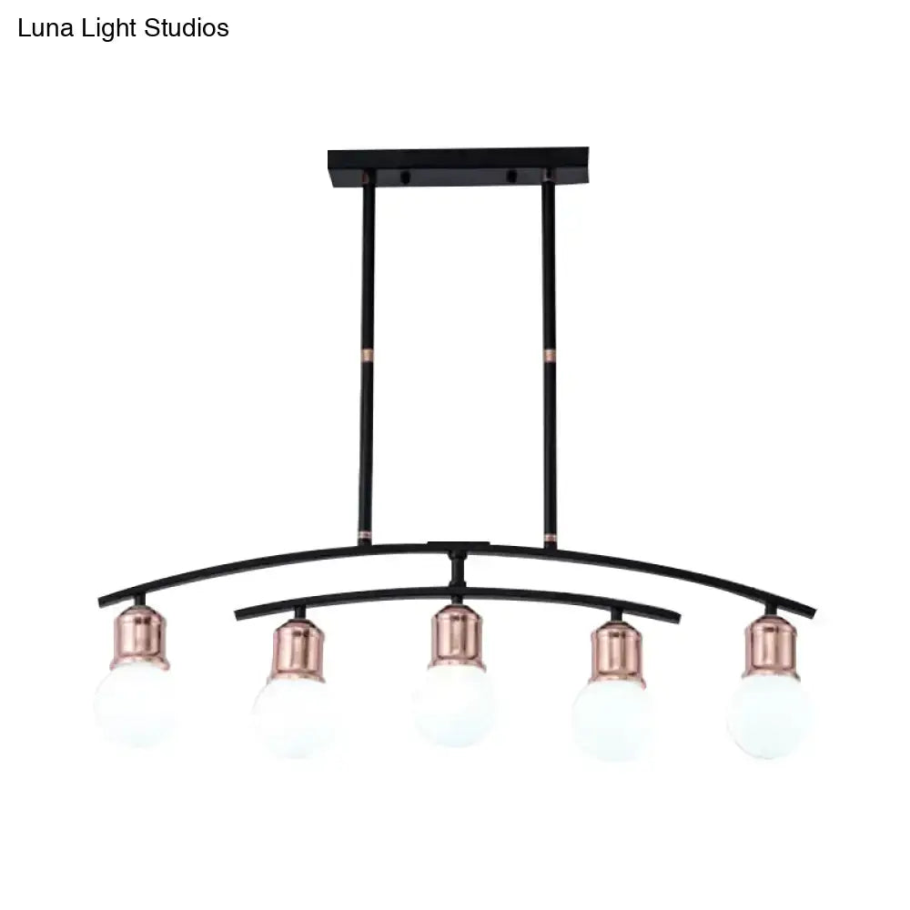 Modern black and rose gold linear chandelier dining room island light