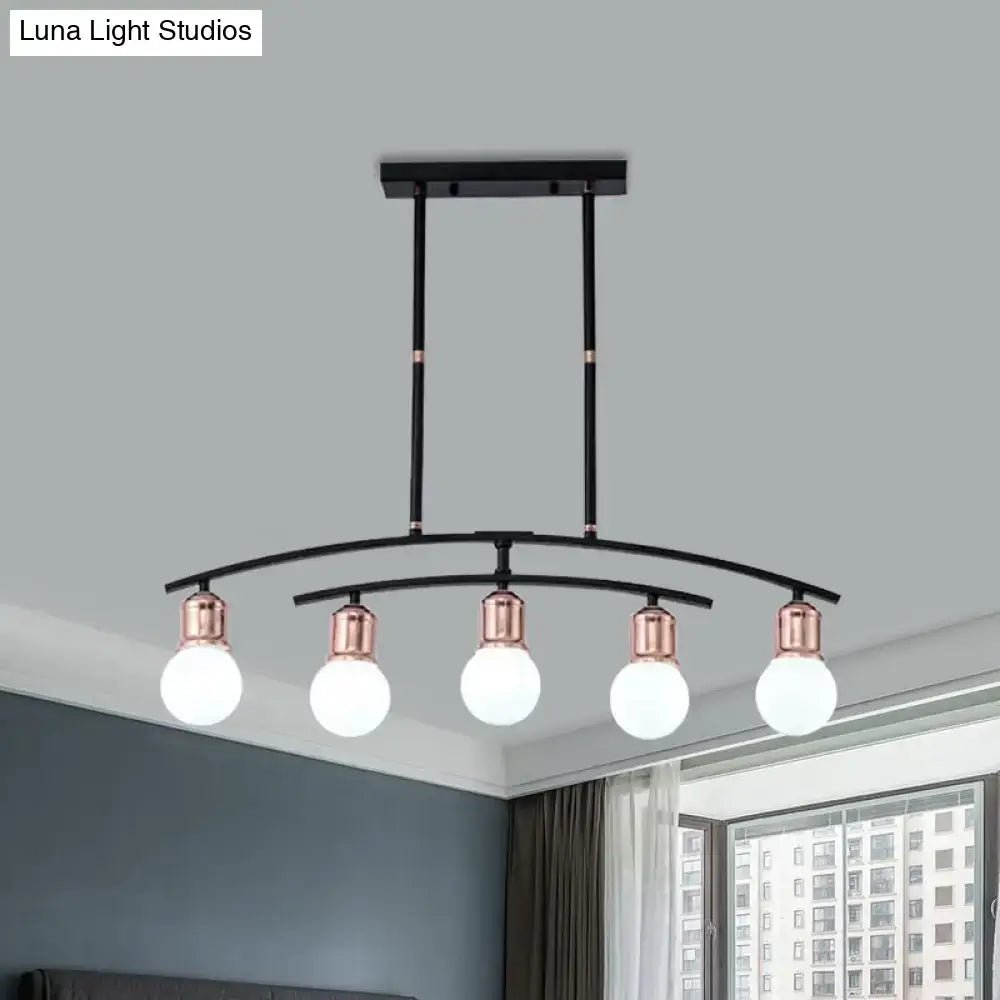 Modern black and rose gold linear chandelier dining room island light