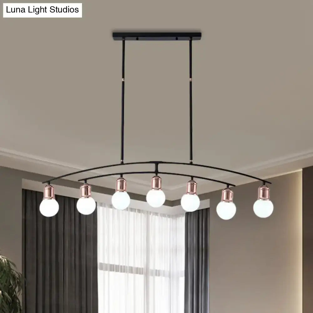 Modern black and rose gold linear chandelier dining room island light