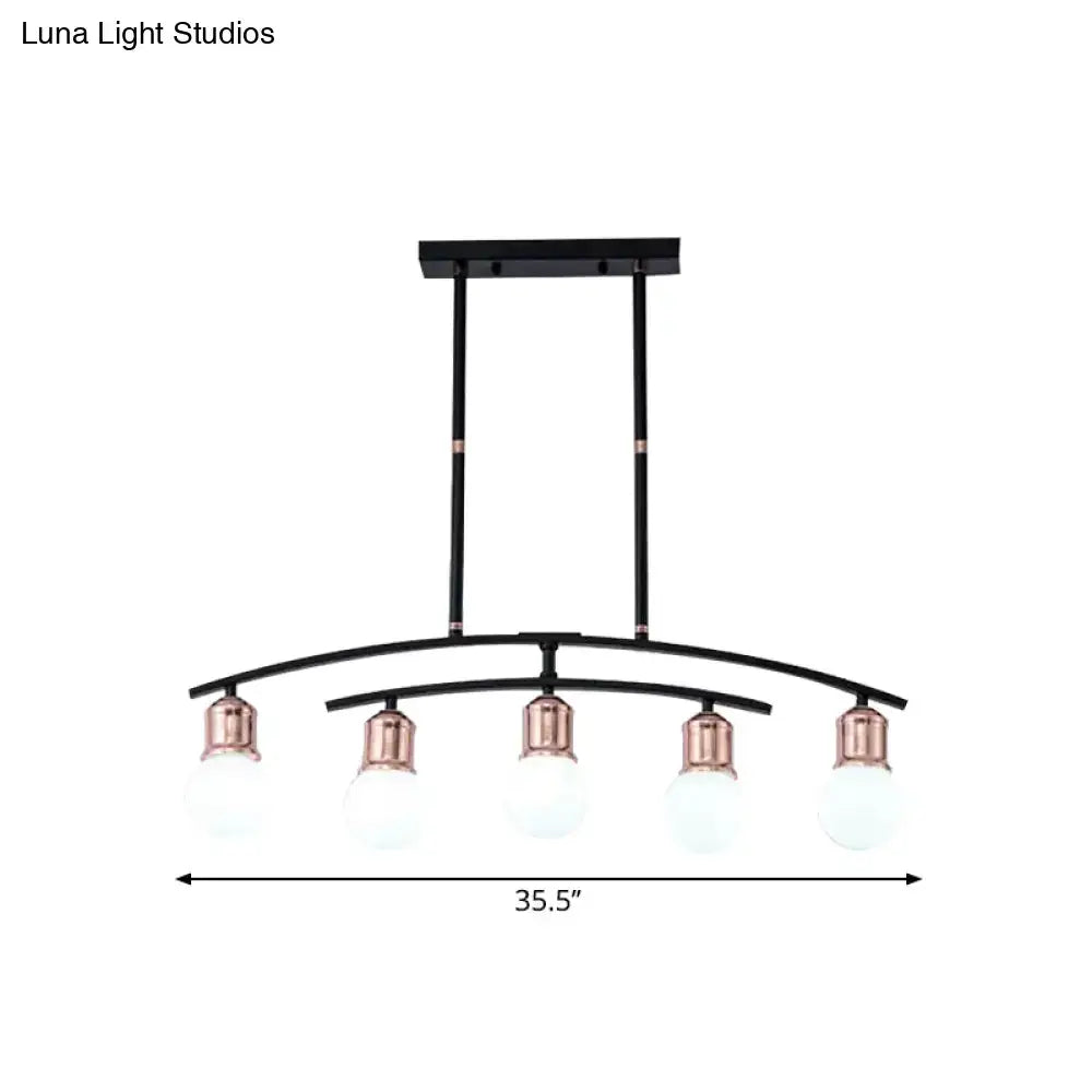 Modern black and rose gold linear chandelier dining room island light