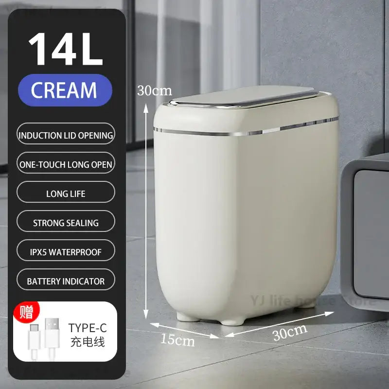 Modern black and silver automatic sensor trash can kitchen