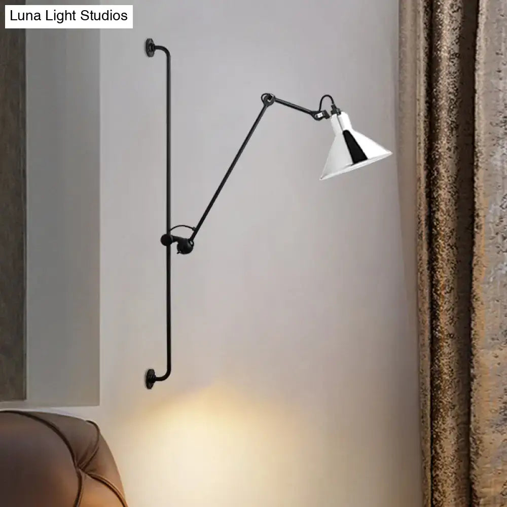 Modern black and white articulated bedroom wall lamp direct wired