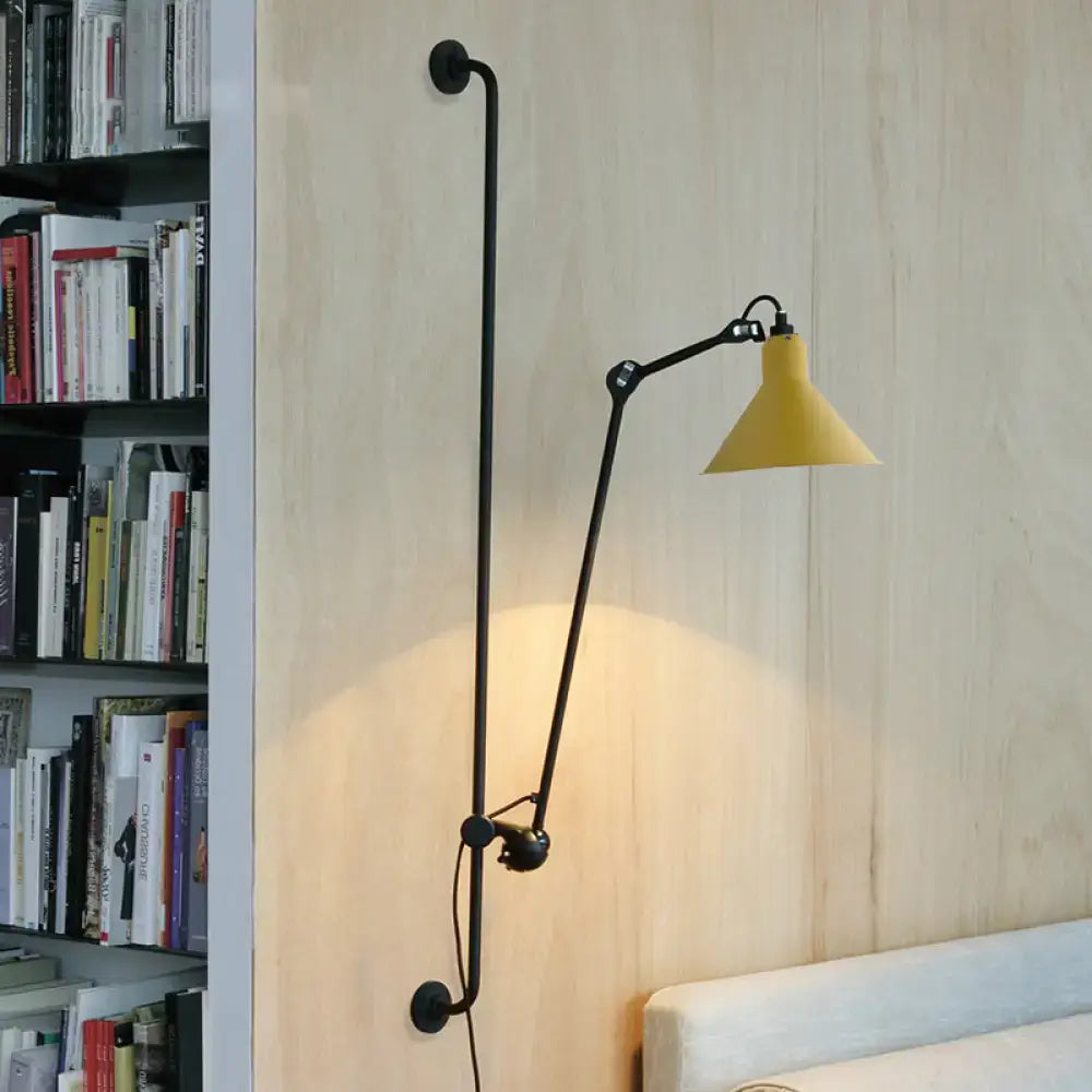 Modern black and white articulated bedroom wall lamp direct wired