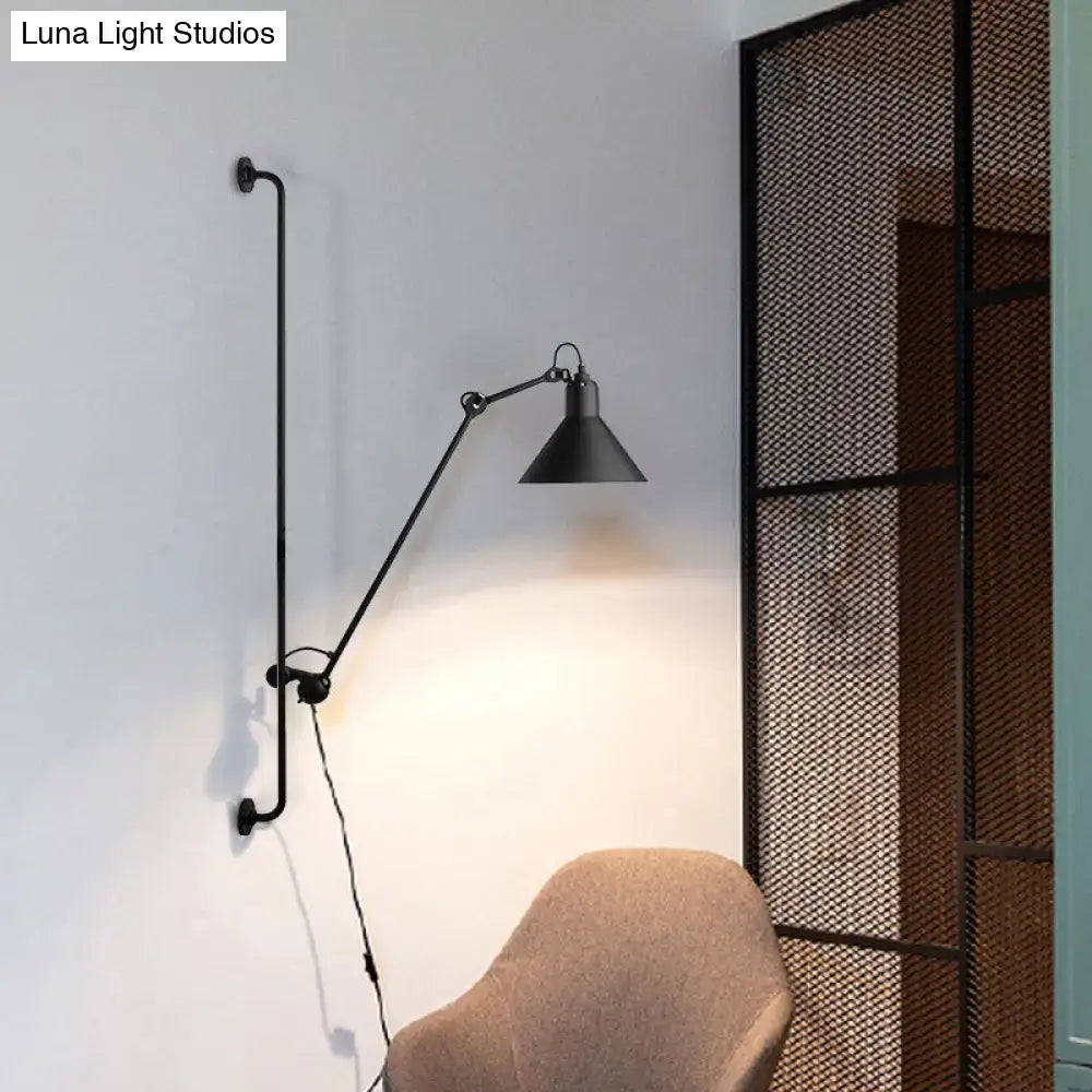 Modern black and white articulated bedroom wall lamp direct wired