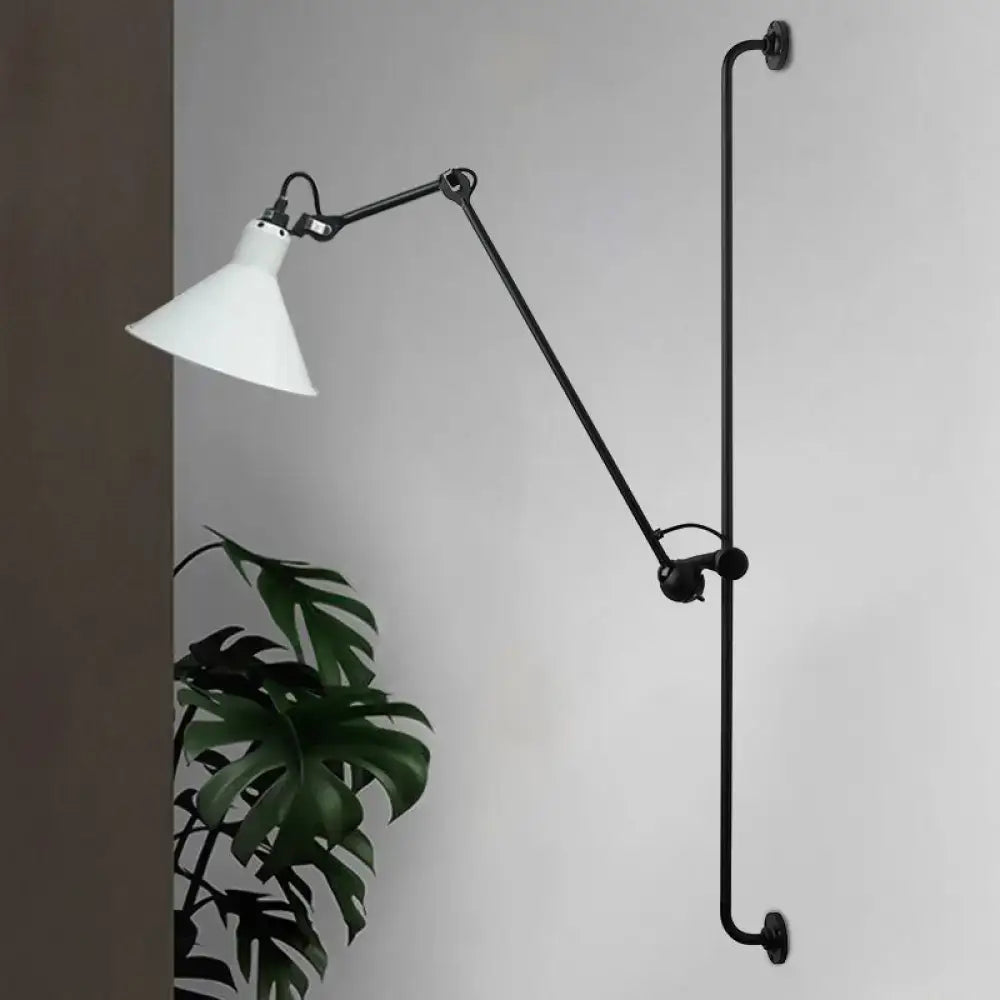 Modern black and white articulated bedroom wall lamp direct wired