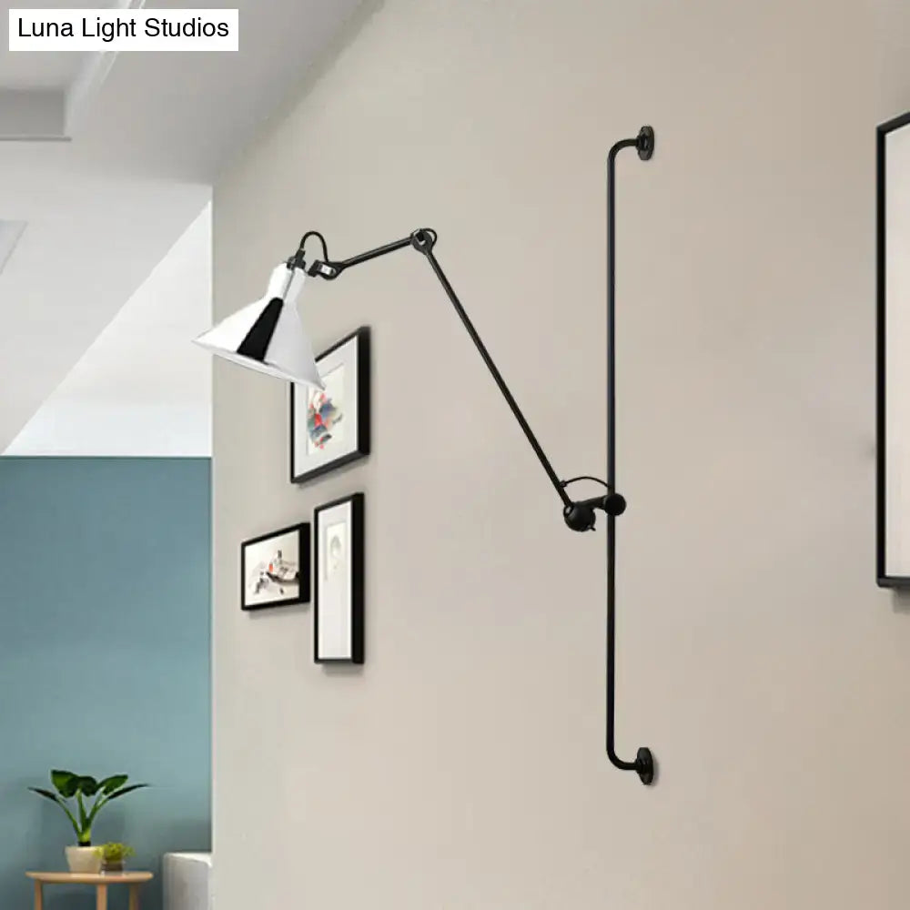 Modern black and white articulated bedroom wall lamp direct wired