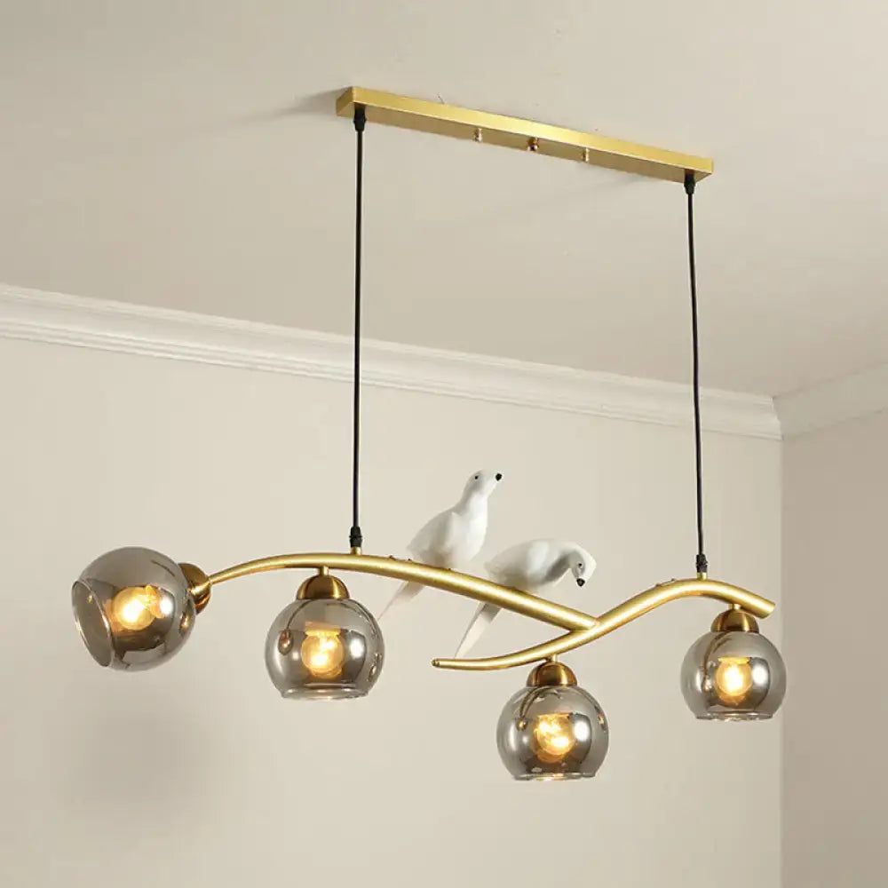 Modern black and white bird linear island pendant light dining room