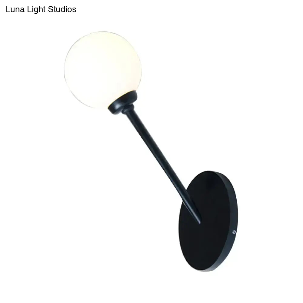 Modern black and white glass globe wall sconce dining room light