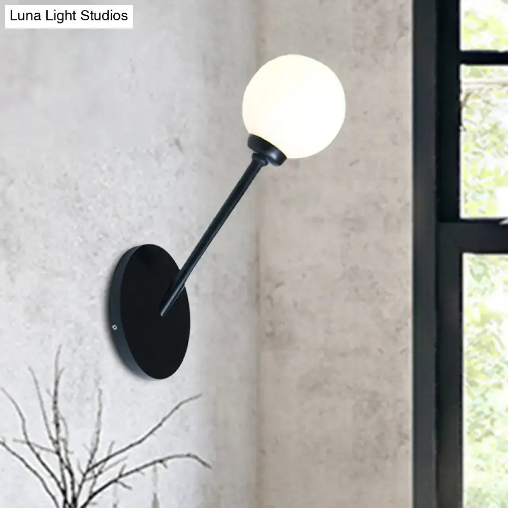 Modern black and white glass globe wall sconce dining room light