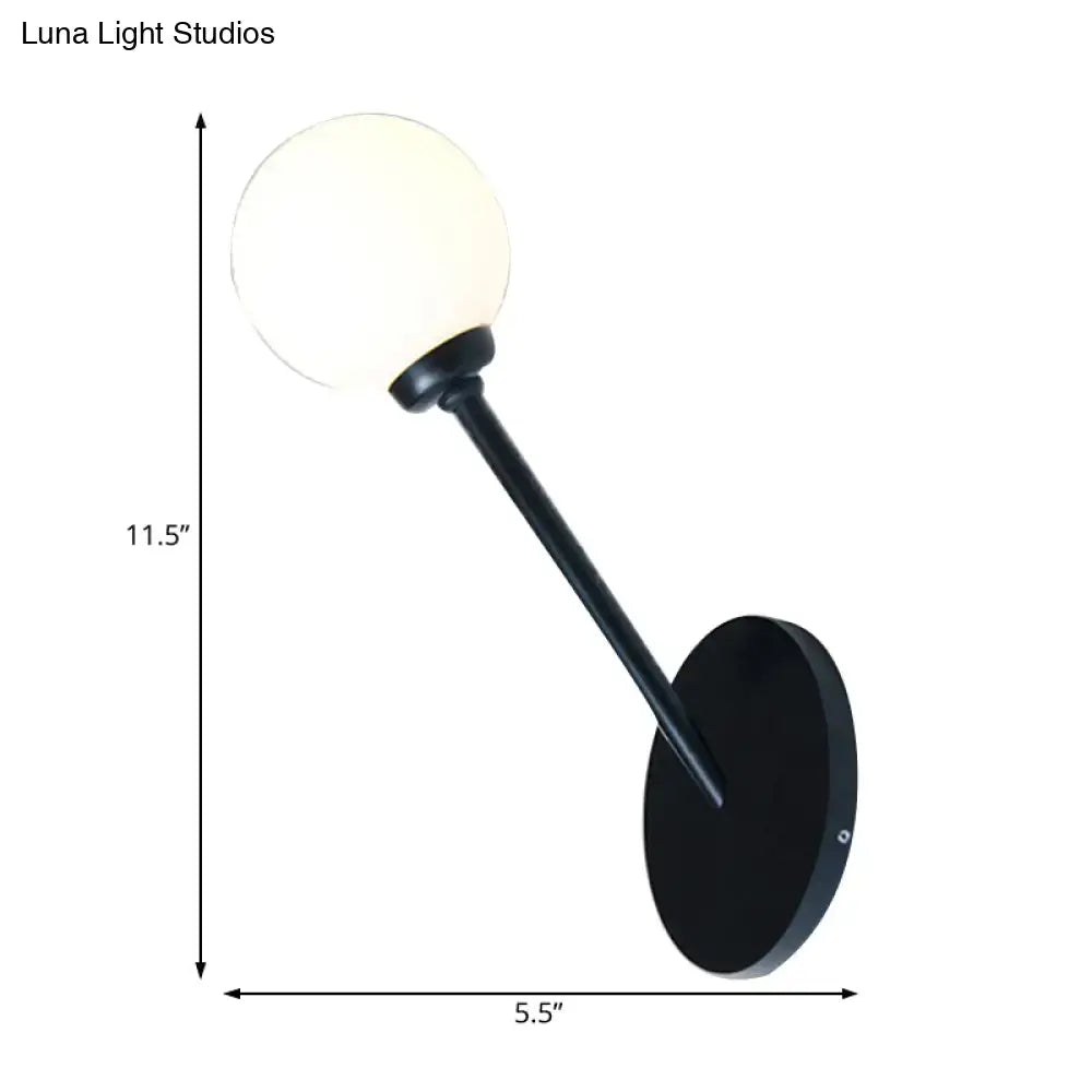 Modern black and white glass globe wall sconce dining room light