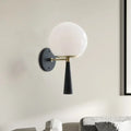 Modern black and white glass wall sconce light fixture with frosted white glass shade, brass hardware, and matte black base 220v-240v 110v-120v