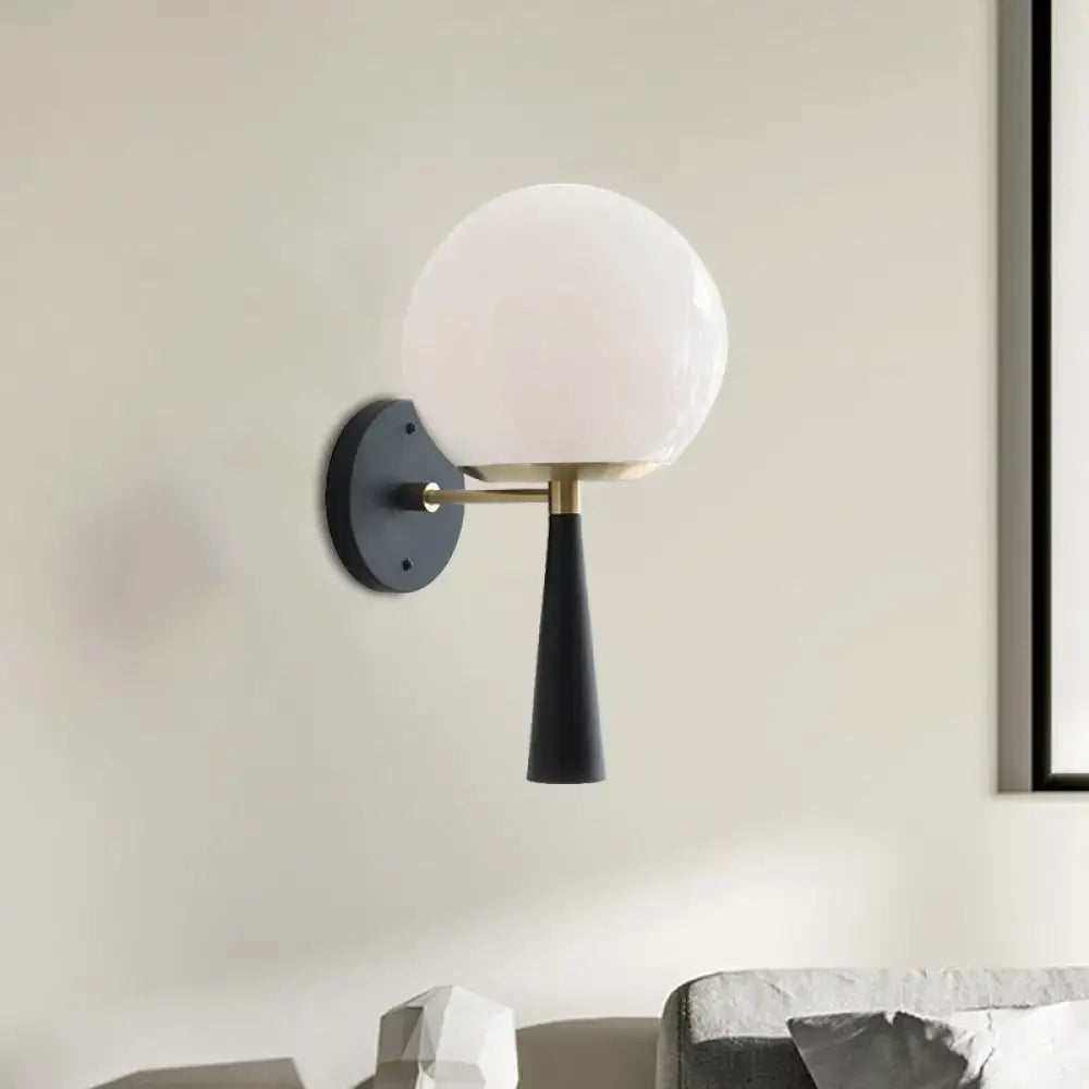 Modern black and white glass wall sconce bedroom light fixture