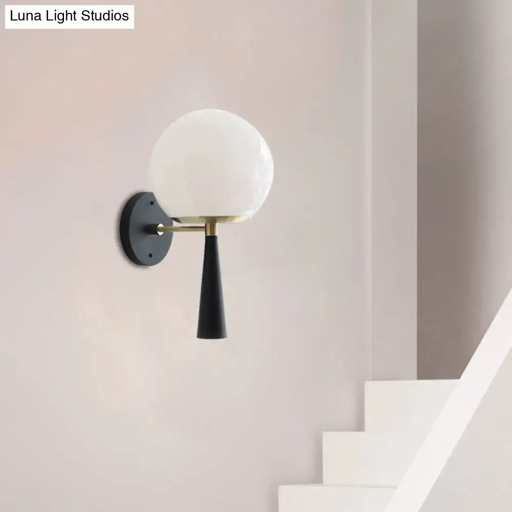 Modern black and white glass wall sconce bedroom light fixture