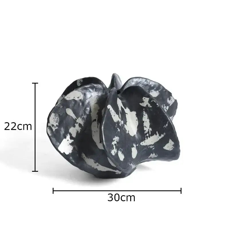 Modern black and white starfruit coral abstract sculpture bedroom decor