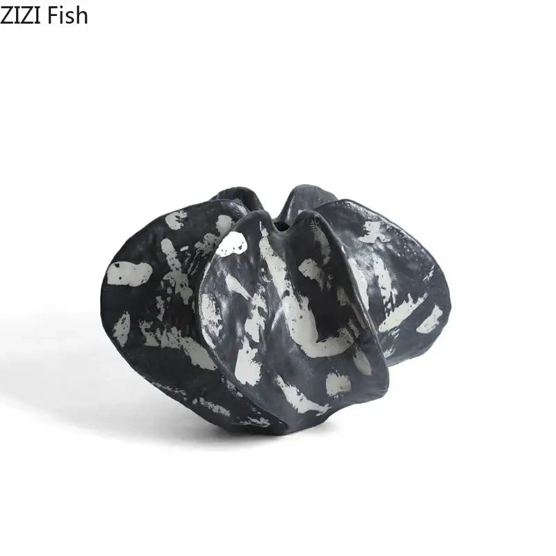 Modern black and white starfruit coral abstract sculpture bedroom decor