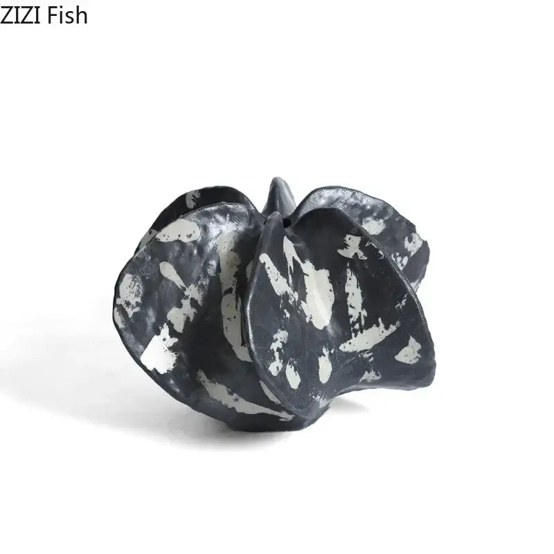 Modern black and white starfruit coral abstract sculpture bedroom decor