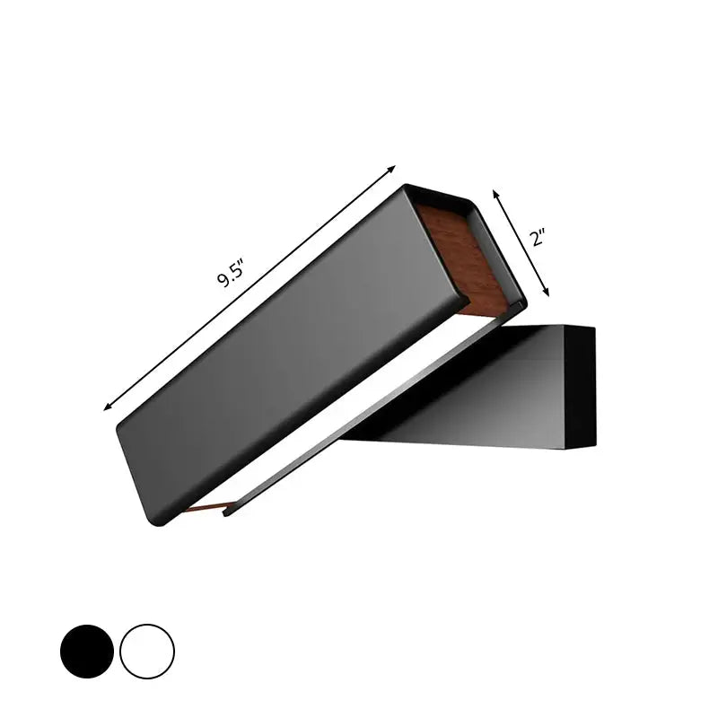 Modern black and wood rotatable led sconce lamp for bedroom