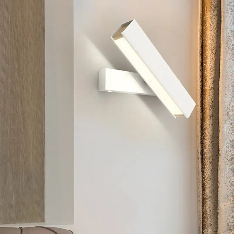 Modern black and wood rotatable led sconce lamp for bedroom