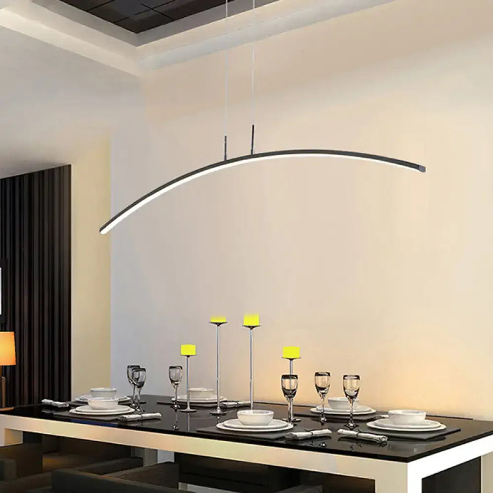 Modern black arched led pendant light for dining room island