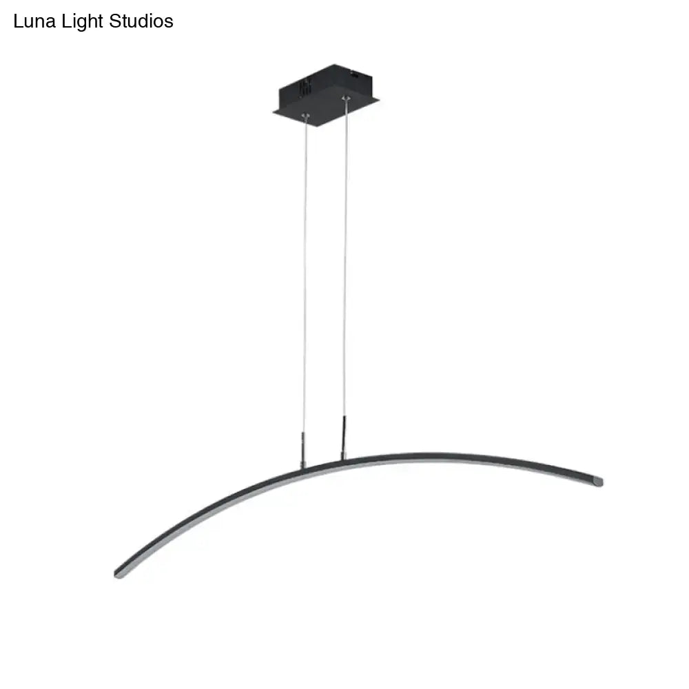 Modern black arched led pendant light for dining room island