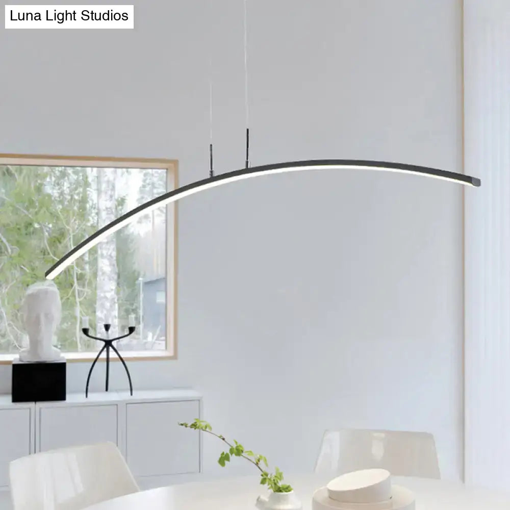 Modern black arched led pendant light for dining room island