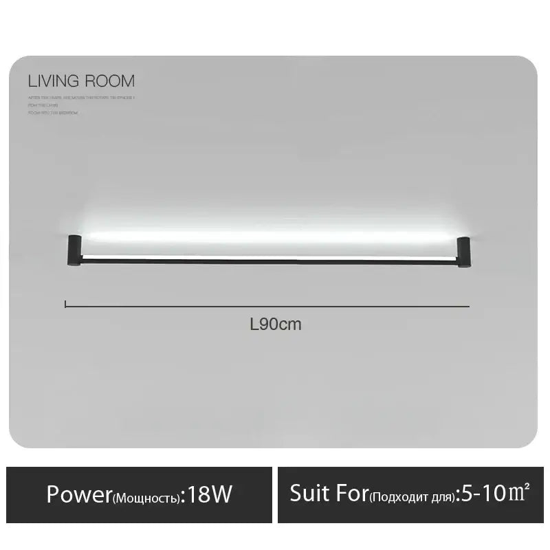 Modern black bar linear wall light for living room ambient lighting
