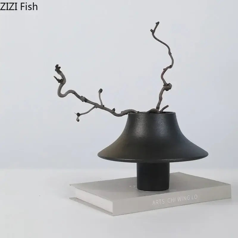 Modern black bell shaped decorbites ceramic vase desktop decor