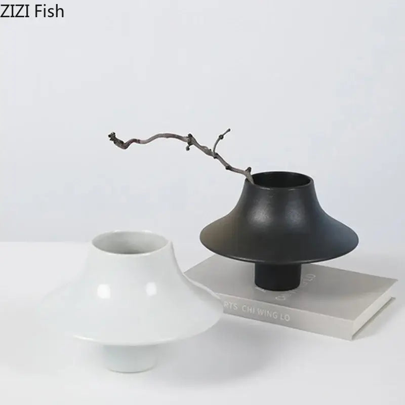 Modern black bell shaped decorbites ceramic vase desktop decor