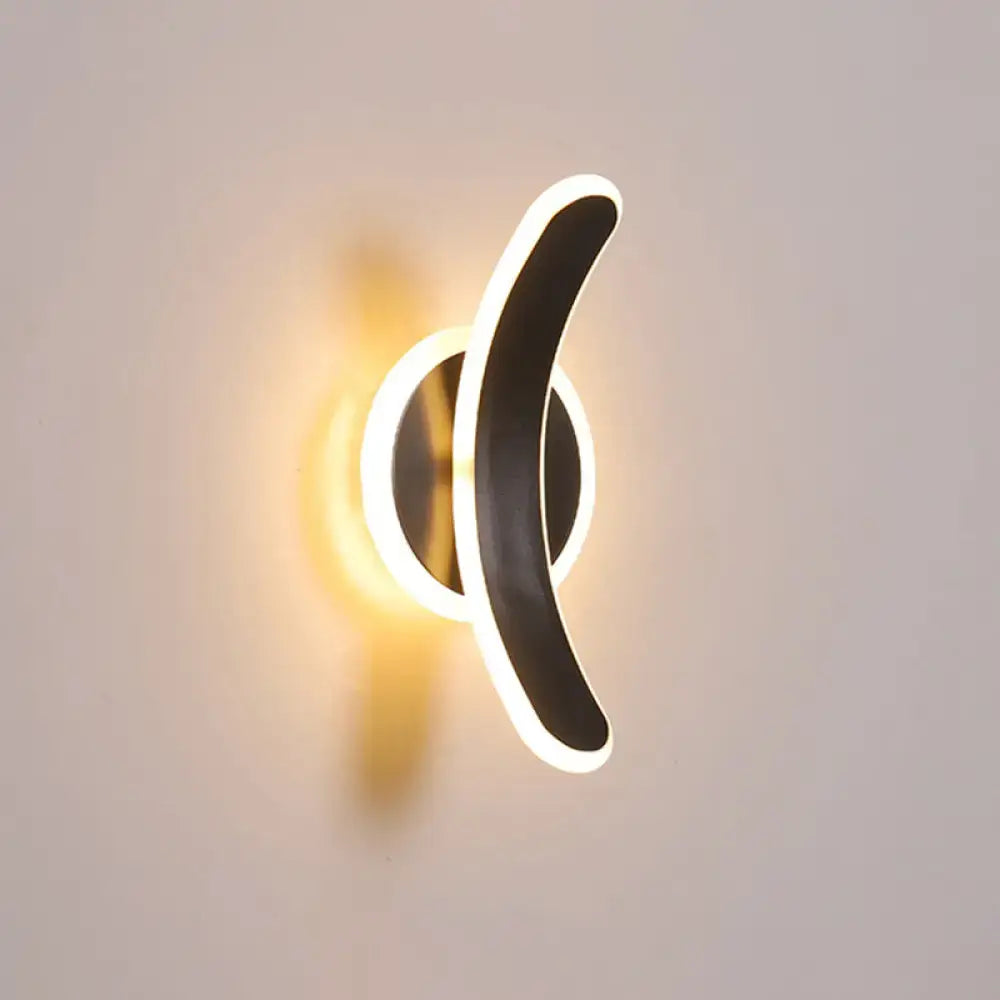 Modern black bend led wall mounted lamp bedroom white & warm light