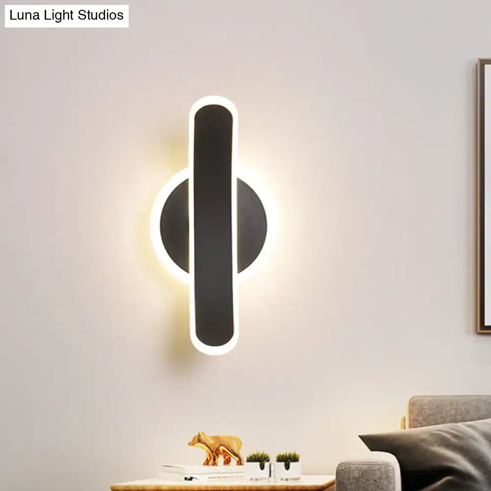 Modern black bend led wall mounted lamp bedroom white & warm light